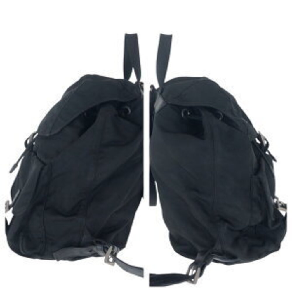 Prada daypack logo black nylon triangular leather plate Tessuto backpack - Picture 8 of 10